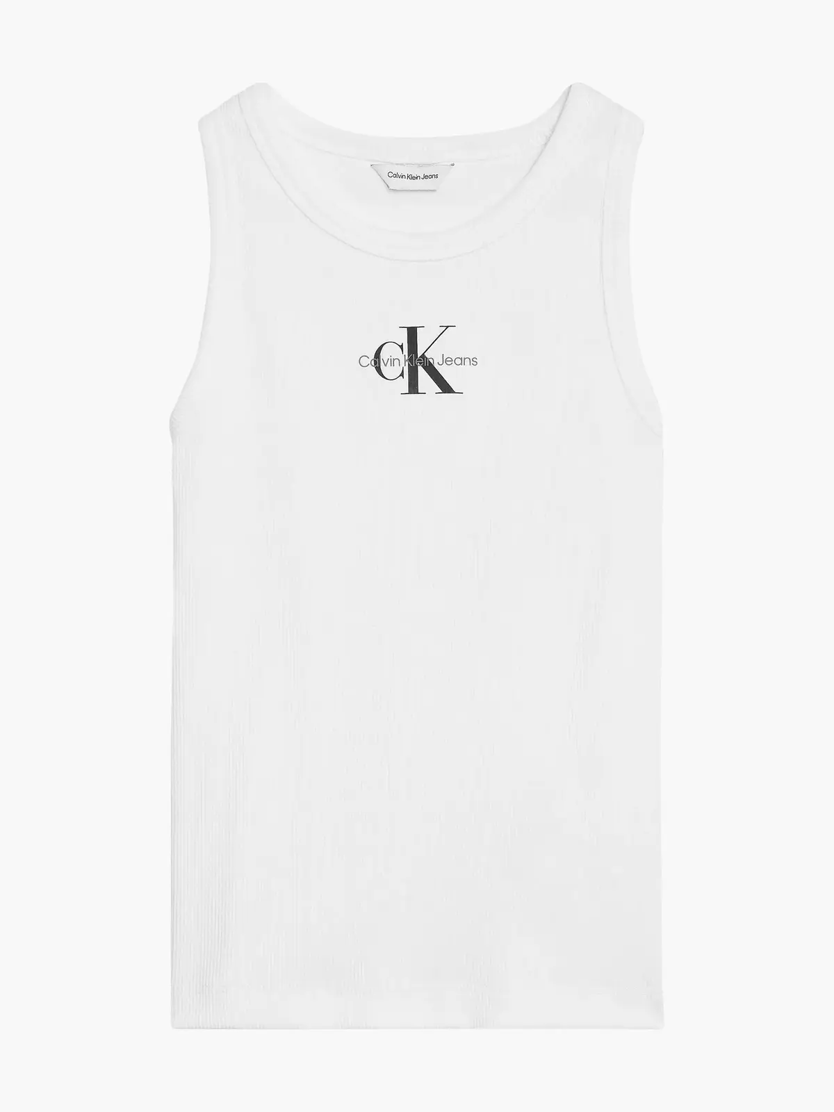 Calvin Klein MONOGRAM RIB SLEEVEL Kadın Beyaz T-Shirt