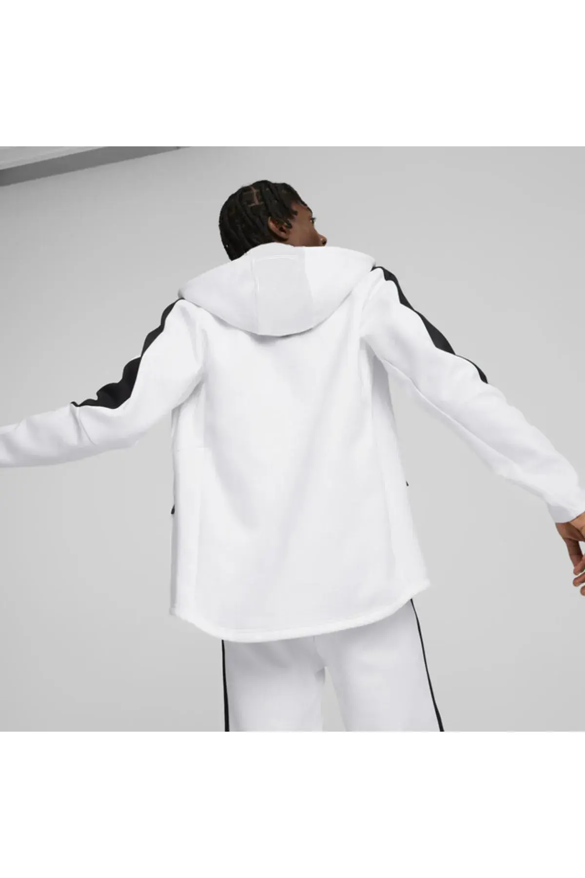 Puma Evostripe Full-Zip Hoodie Beyaz Erkek Fermuarlı Hoodie