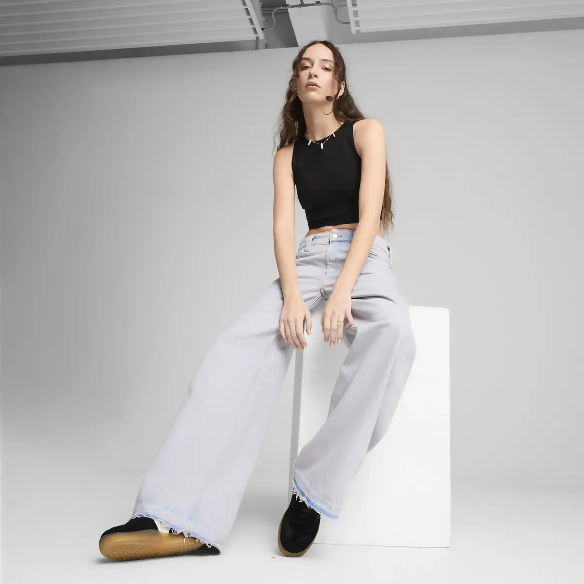 Puma WARDROBE ESS Ribbed Crop Top Siyah Kadın Crop