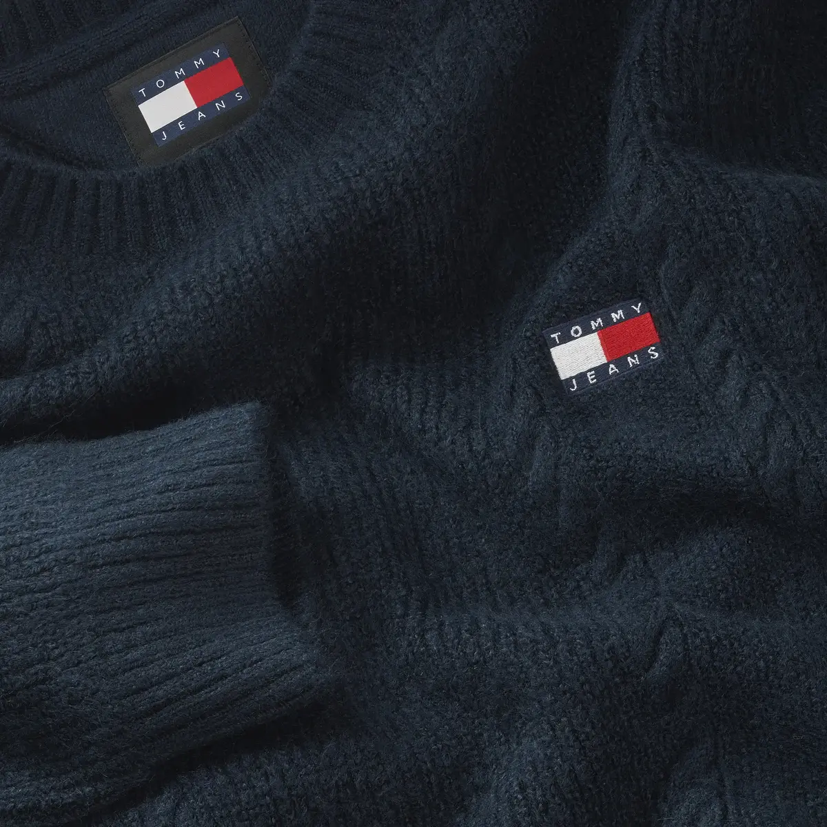 Tommy Hilfiger TJM SLIM CABLE KNIT Erkek Lacivert Kazak