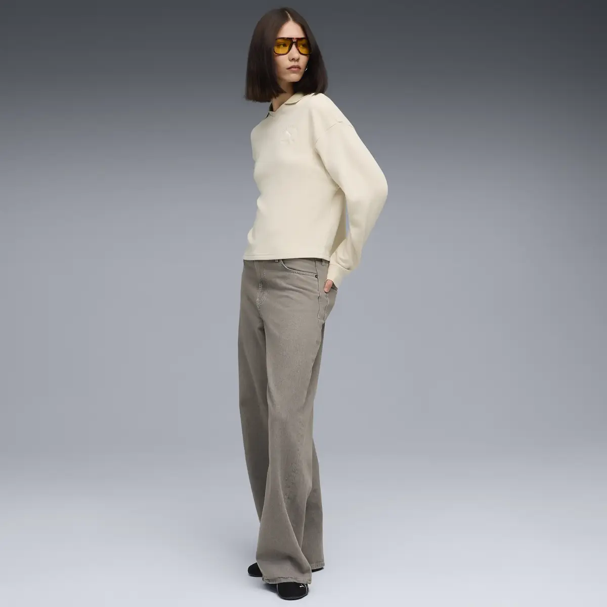 Puma CLASS Comfort Polo Crew Krem Kadın Polo Sweatshirt