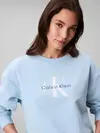 Calvin Klein LS MONOLOGO FRENCH TERRY RLXD CR Mavi Kadın Sweatshirt