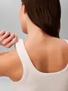 Calvin Klein SL VARIGATED RIB NAN Beyaz Kadın Fitilli Pamuklu Askılı Bluz