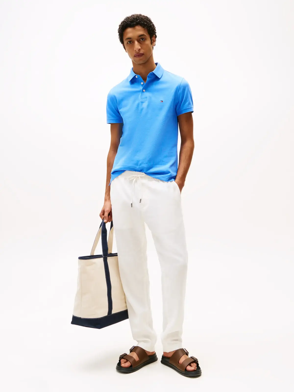 Tommy Hilfiger 1985 SLIM POLO Erkek Mavi T-Shirt