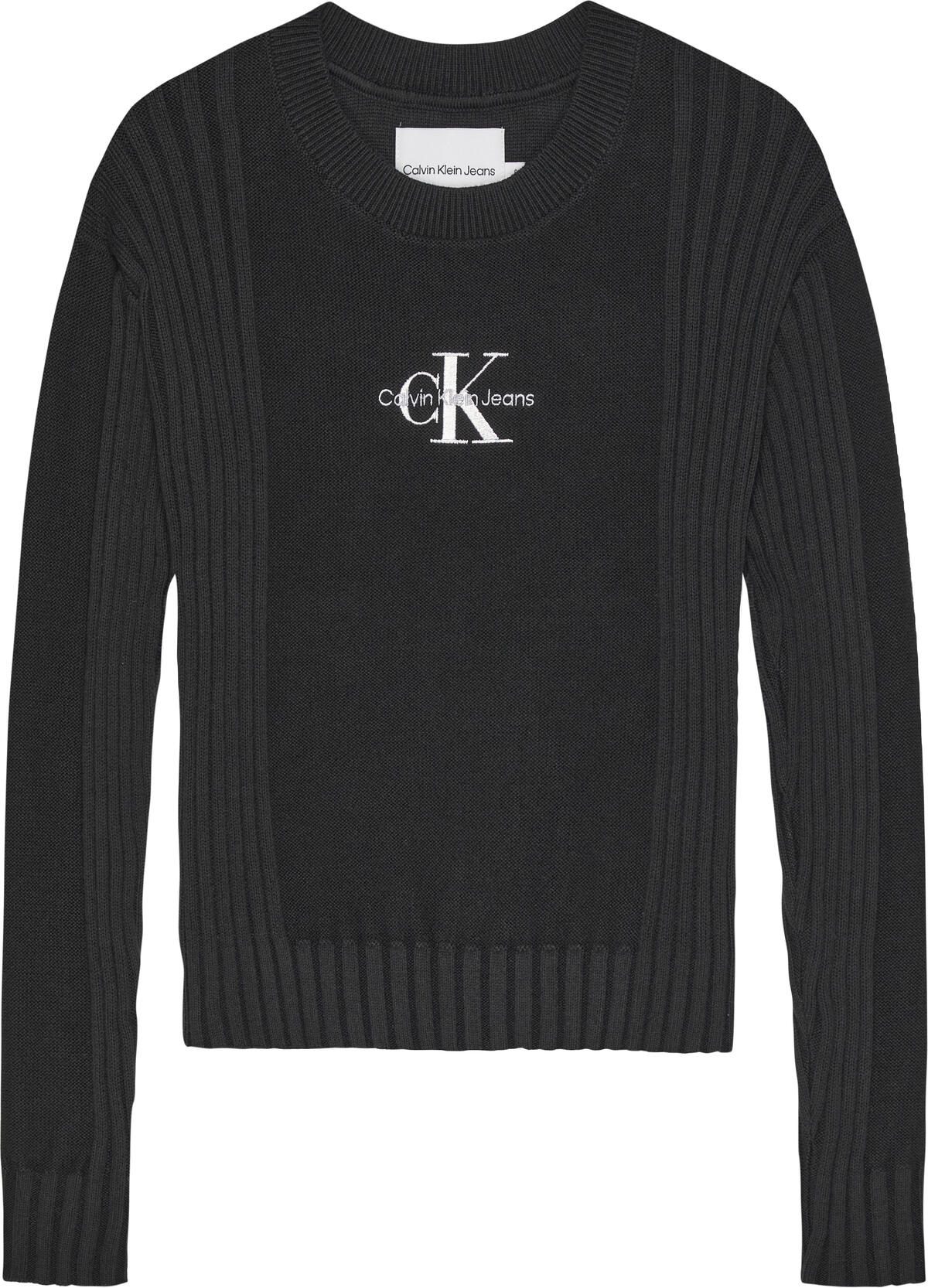 Calvin Klein MONOGRAM RIB SWEATER Kadın Siyah Kazak