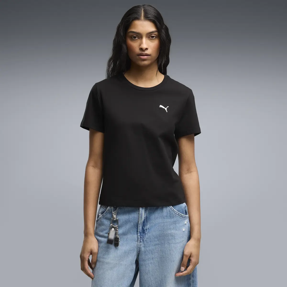 PUMA WARDROBE ESS Slim Tee Siyah Kadın T-Shirt
