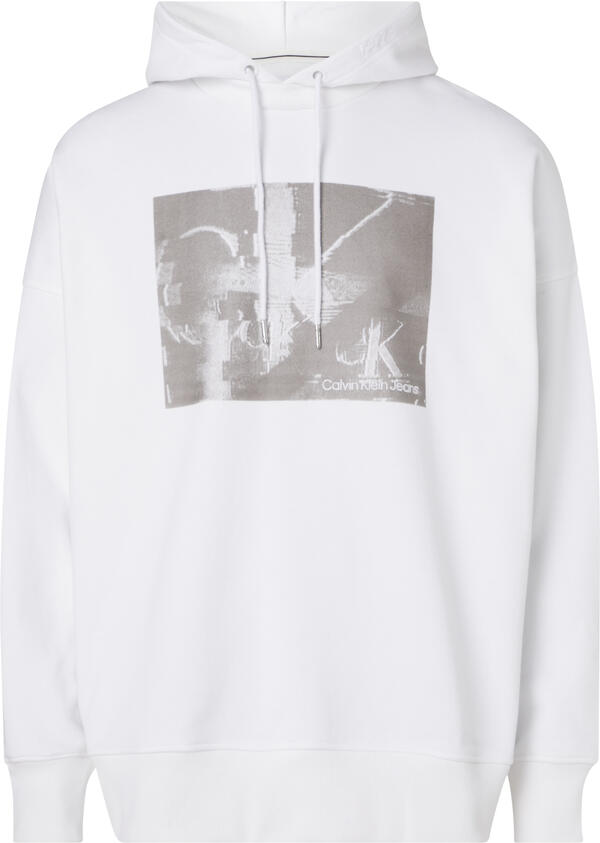 Calvin Klein TV DISRUPTED MONOGRA Erkek Beyaz Hoodie