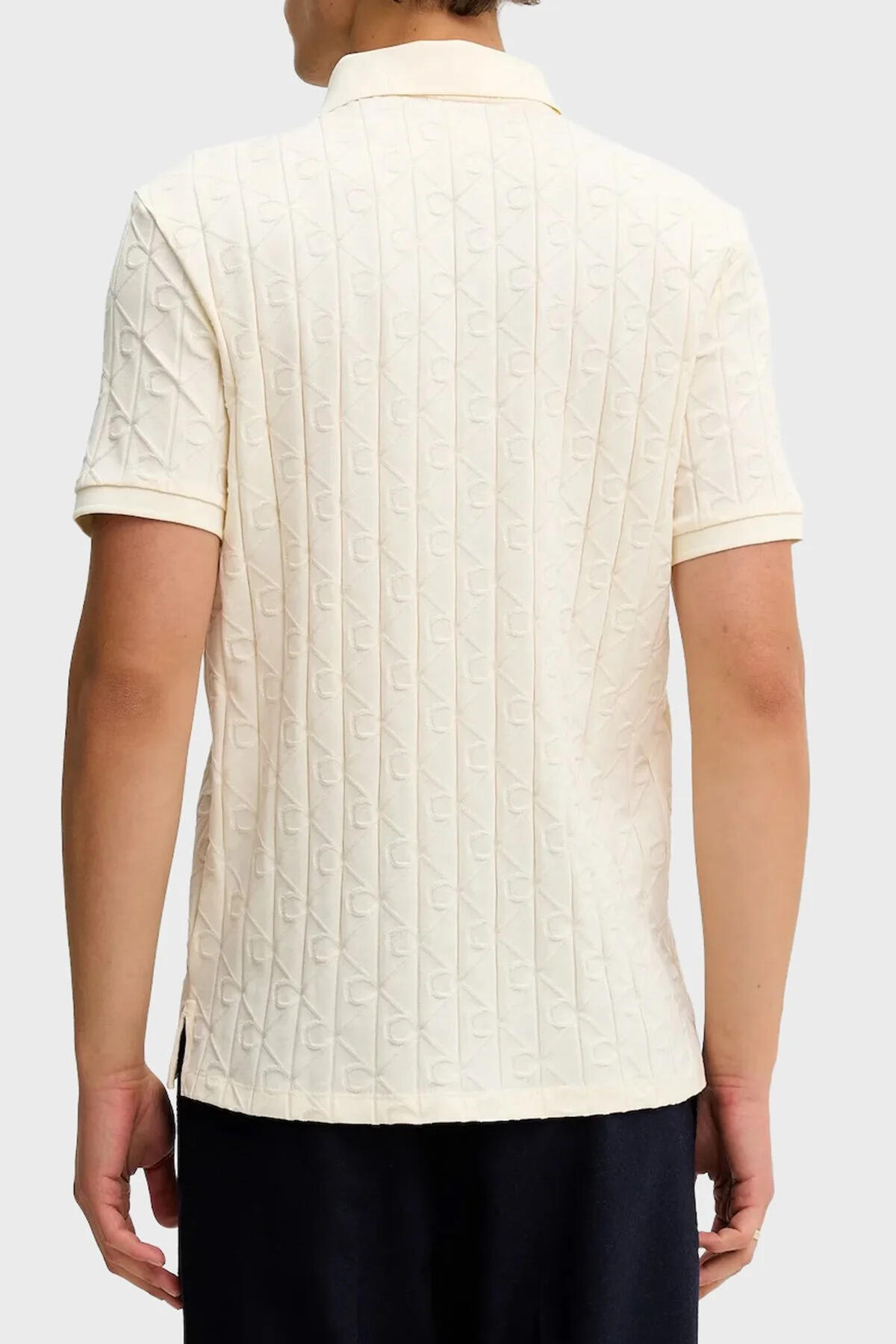 Calvin Klein SS DBL MERCERIZED EM, YAC Krem Erkek T-Shirt & Polo