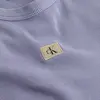Calvin Klein WASHED WOVEN LABEL R Kadın Mavi T-Shirt