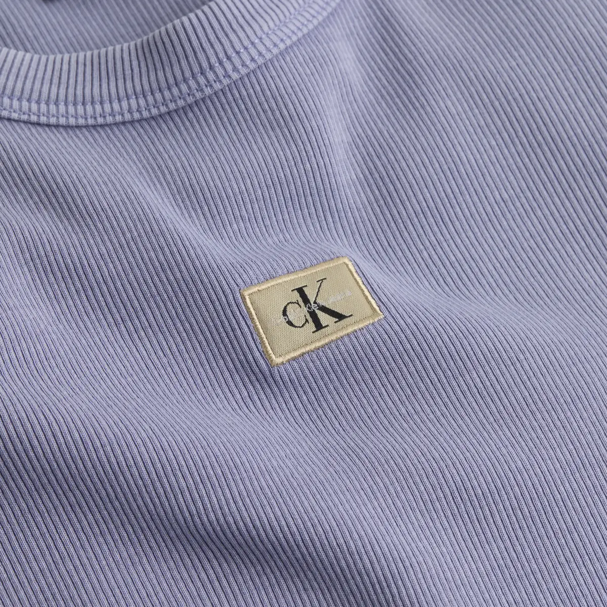 Calvin Klein WASHED WOVEN LABEL R Kadın Mavi T-Shirt
