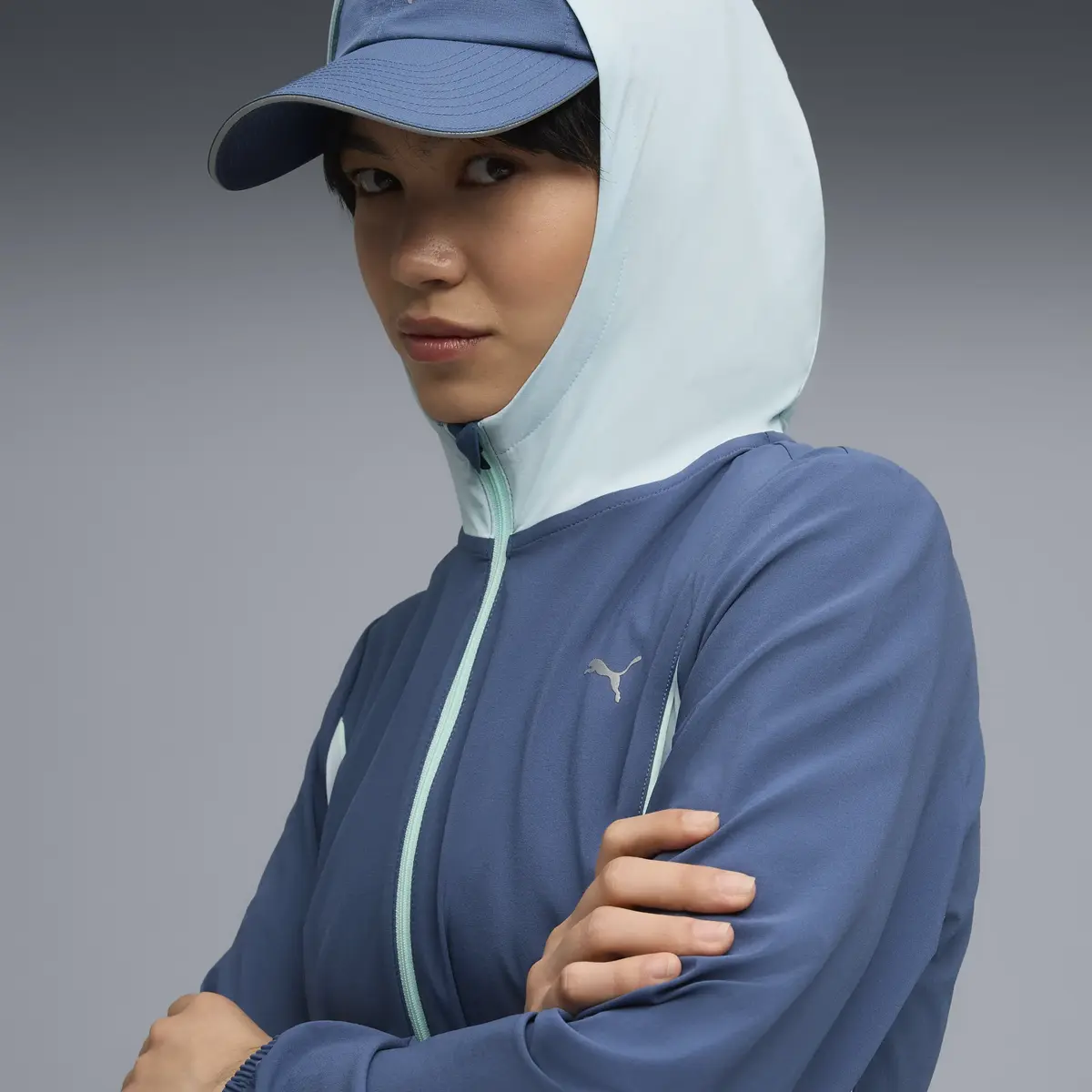 Puma RUN VELOCITY WOVEN JACKET W Mavi Kadın Koşu Ceketi