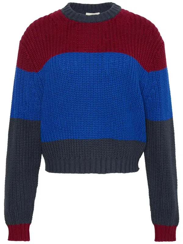 Calvin Klein Chunky Stripe Crew Lacivert Kadın Kazak