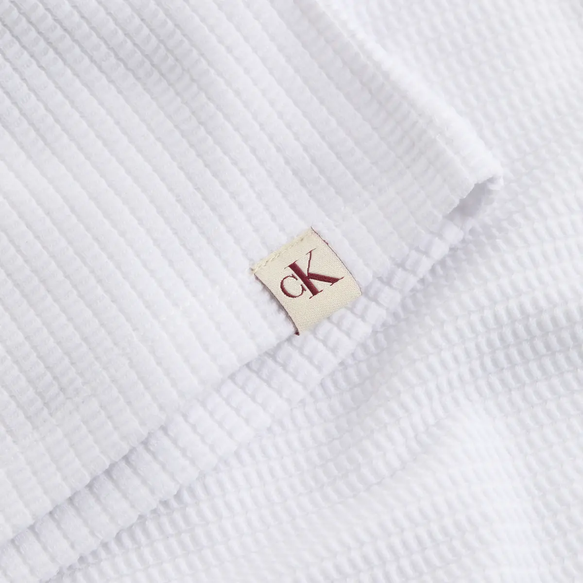 Calvin Klein WAFFLE SHORT SLEEVE, YAA Beyaz Kadın T-Shirt & Polo