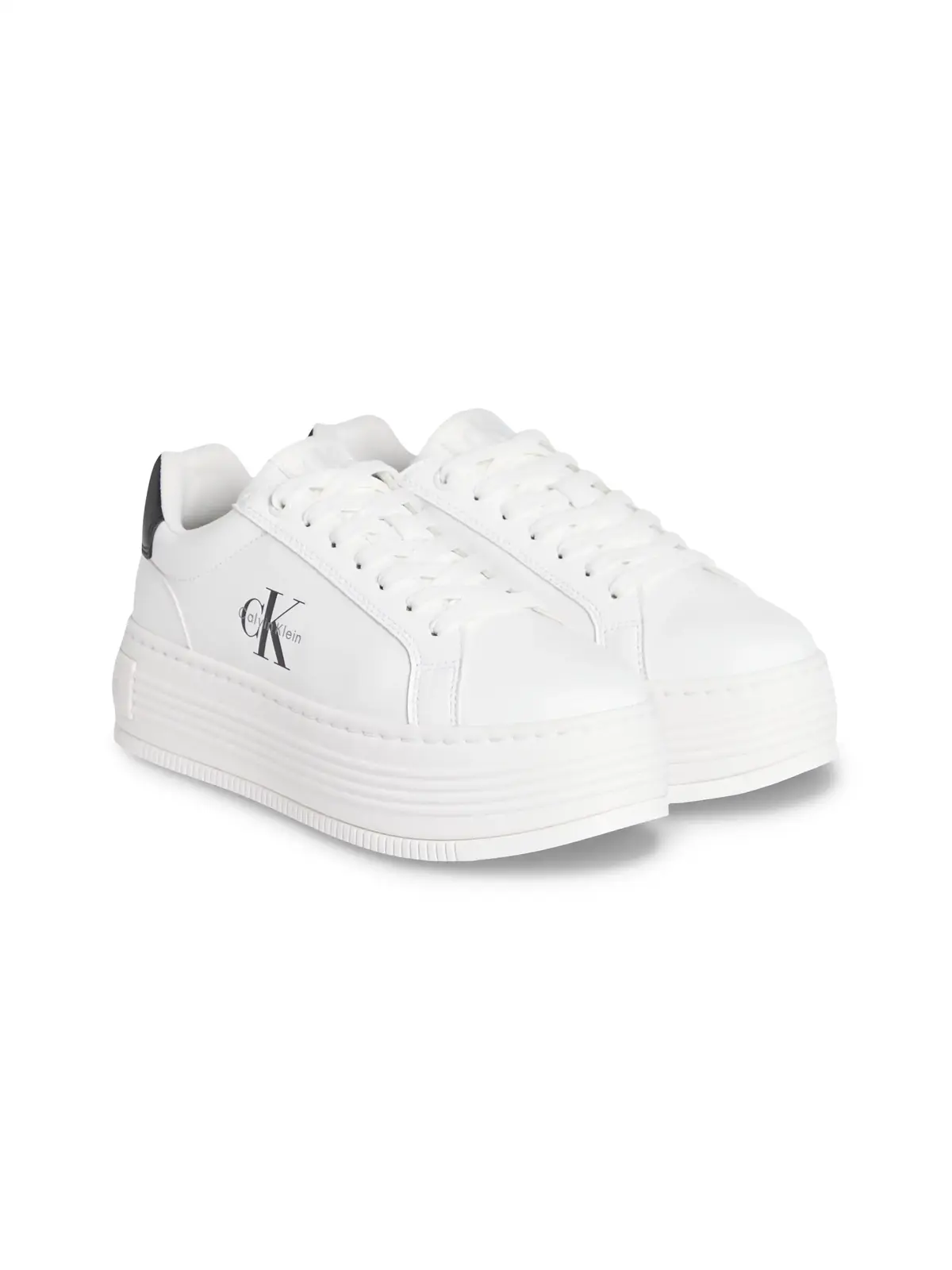 Calvin Klein BOLD FLATF LOW LACE, 01W Beyaz Kadın Spor Ayakkabı & Sneaker