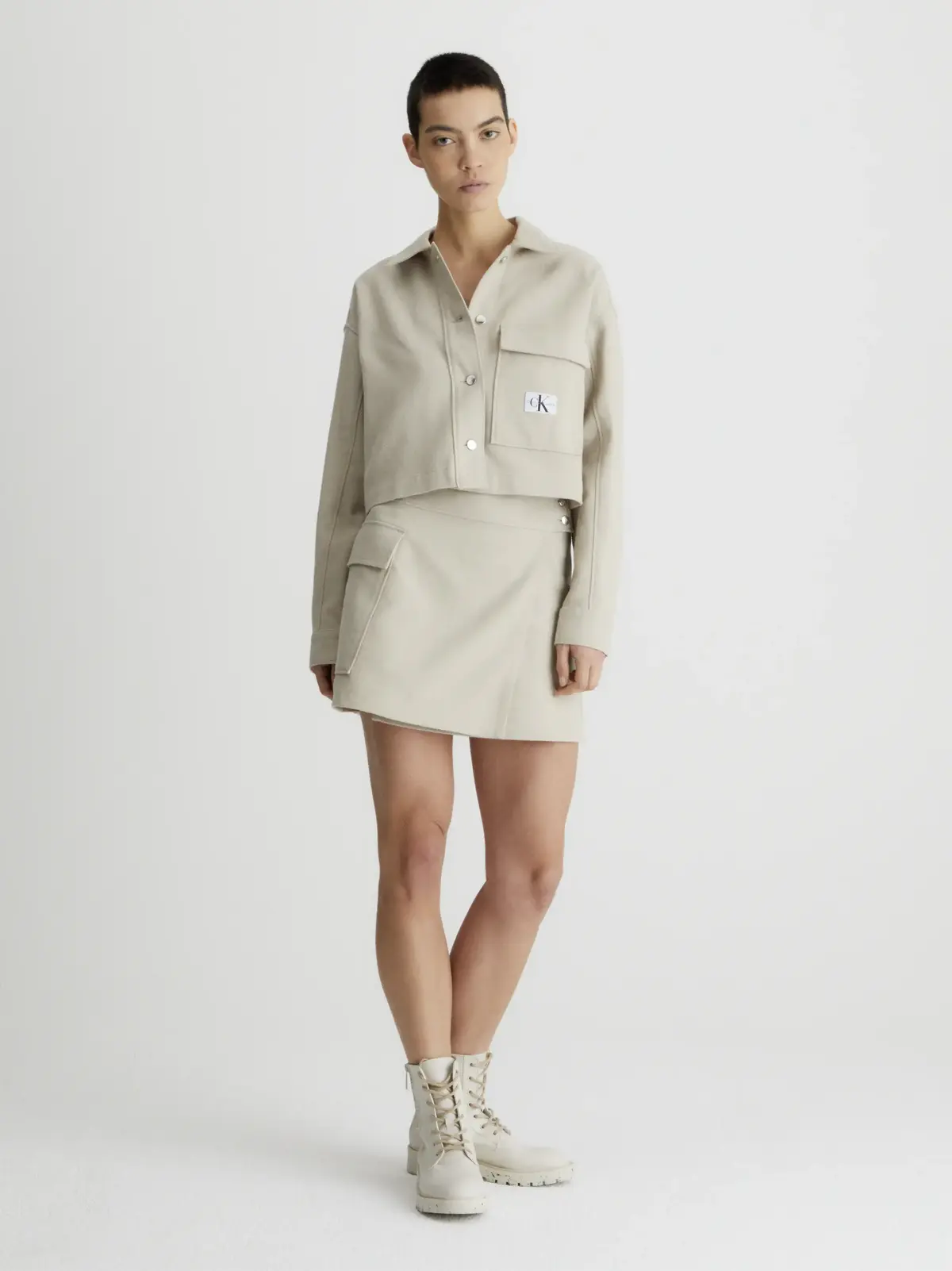 Calvin Klein FLANNEL WRAP SKIRT Kadın Krem Etek