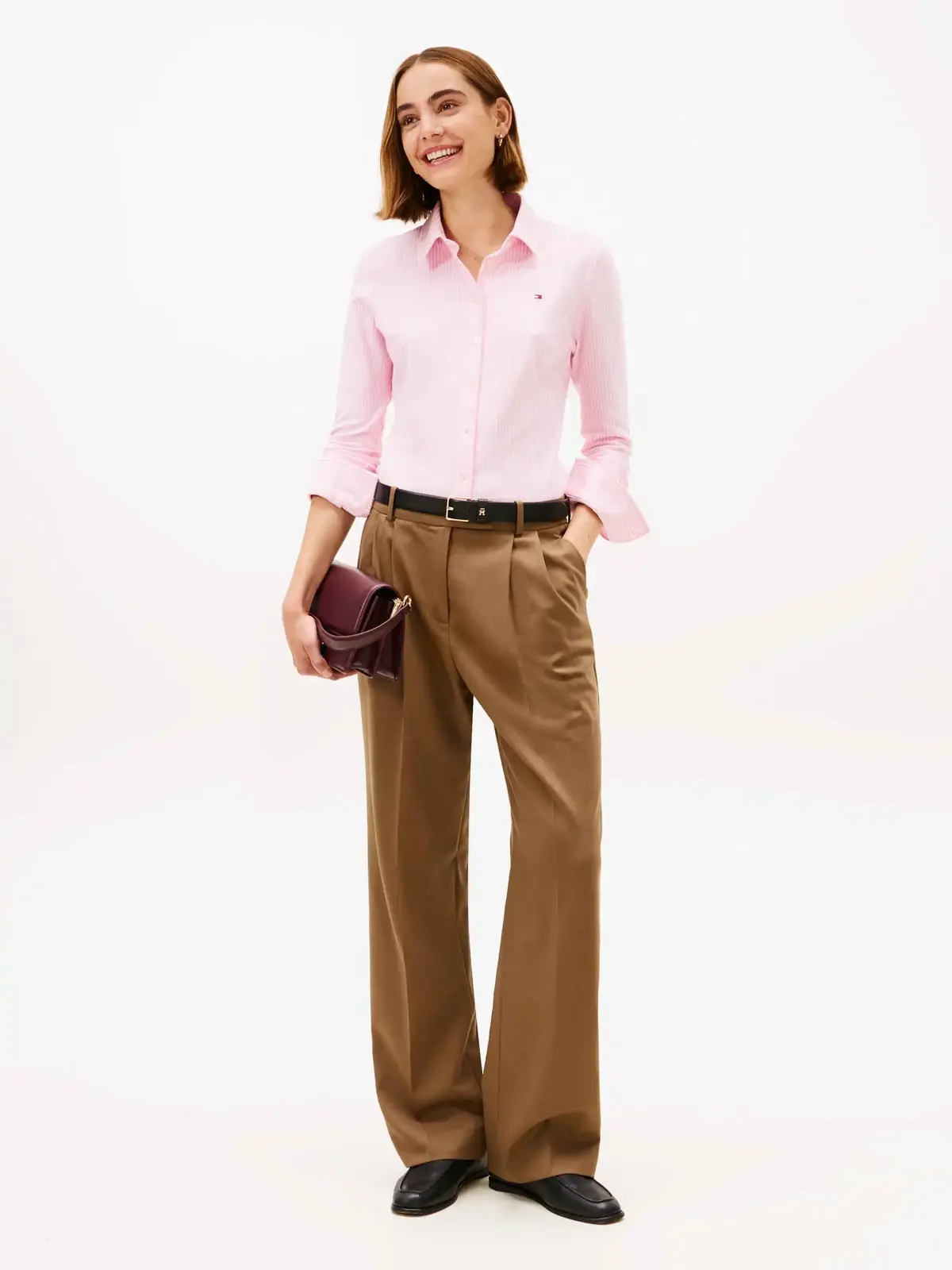 Tommy Hilfiger 1985 SLIM PIQUE BTN, 0D7 Pembe Kadın Gömlek