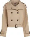 Tommy Hilfiger COTTON CROP TRENCH, AEG Bej Kadın Ceket