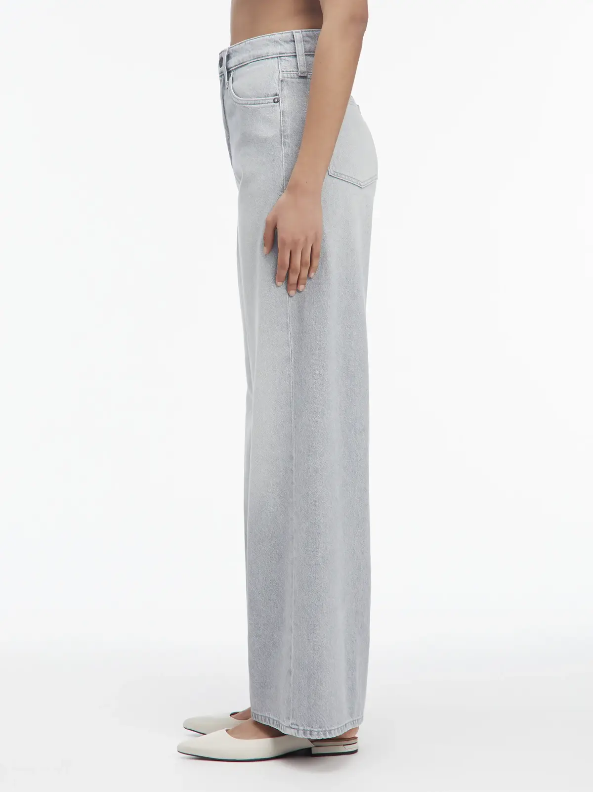 Calvin Klein HR WIDE - MID GREY, 1A4 Gri Kadın Jean Pantolon