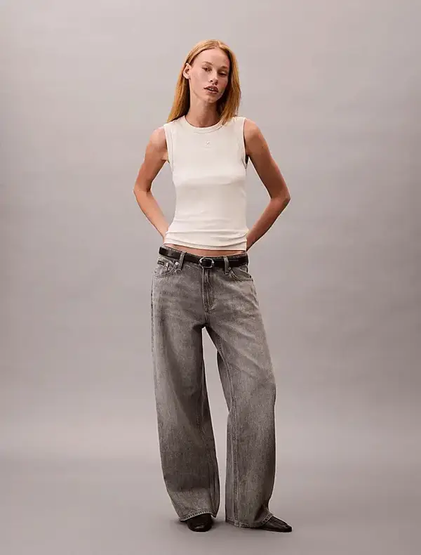 Calvin Klein LOW RISE BAGGY GREY DOVE Gri Kadın Jeans