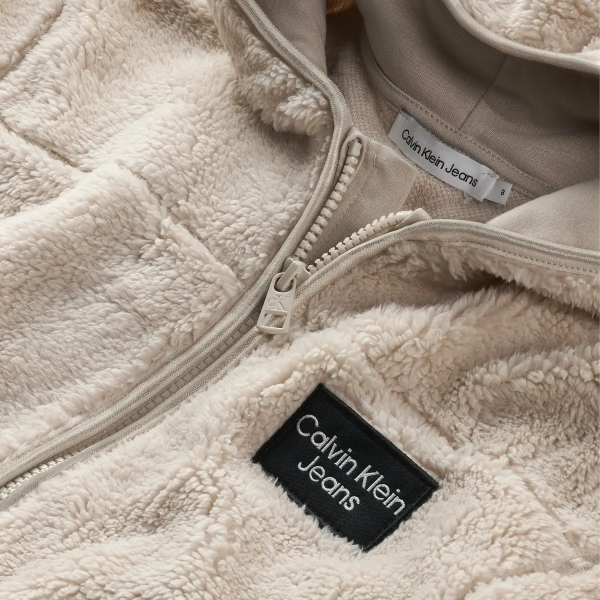 Calvin Klein TEDDY STACK LOGO ZIP Kadın Krem Kazak