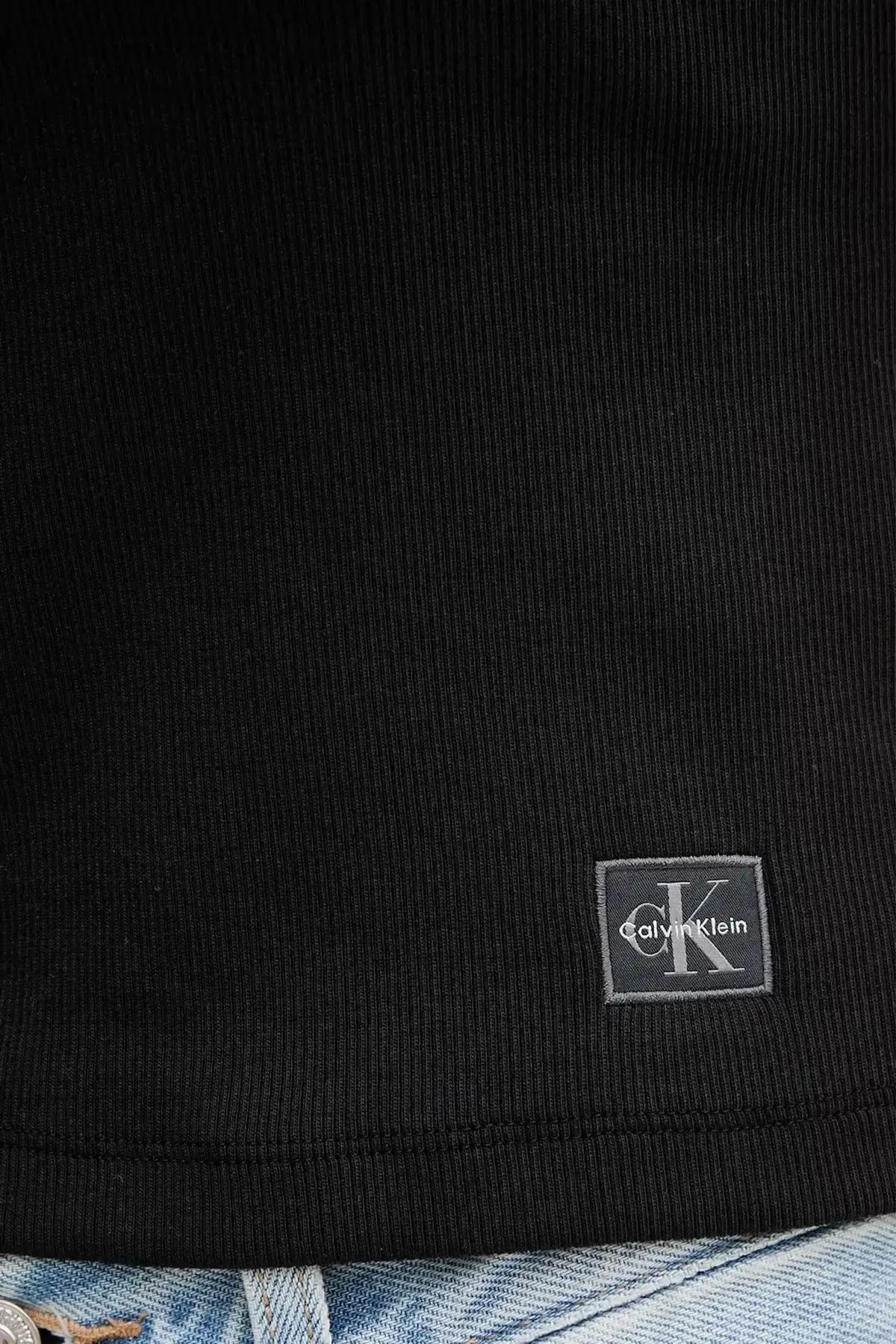 Calvin Klein A- WOVEN LABEL SL QZ TOP Siyah Kadın Tişört Calvin Klein A- WOVEN LABEL SL QZ TOP Siyah Kadın Tişört
