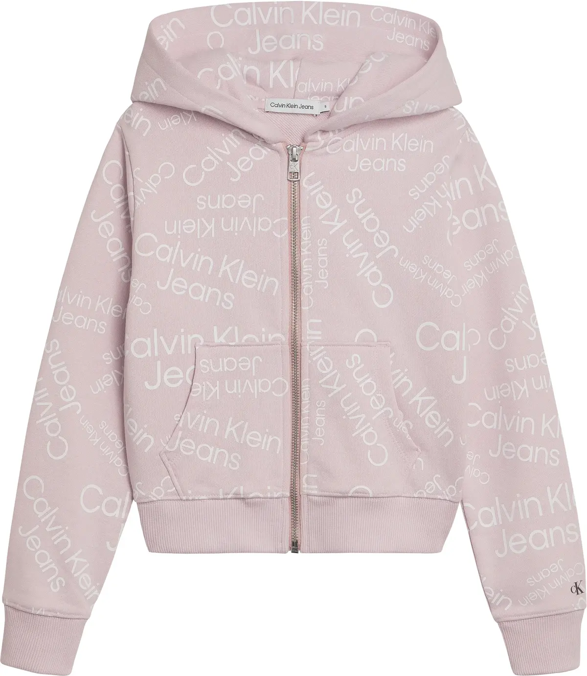 Calvin Klein STACKED LOGO AOP ZIP Kadın Pembe Sweatshirt