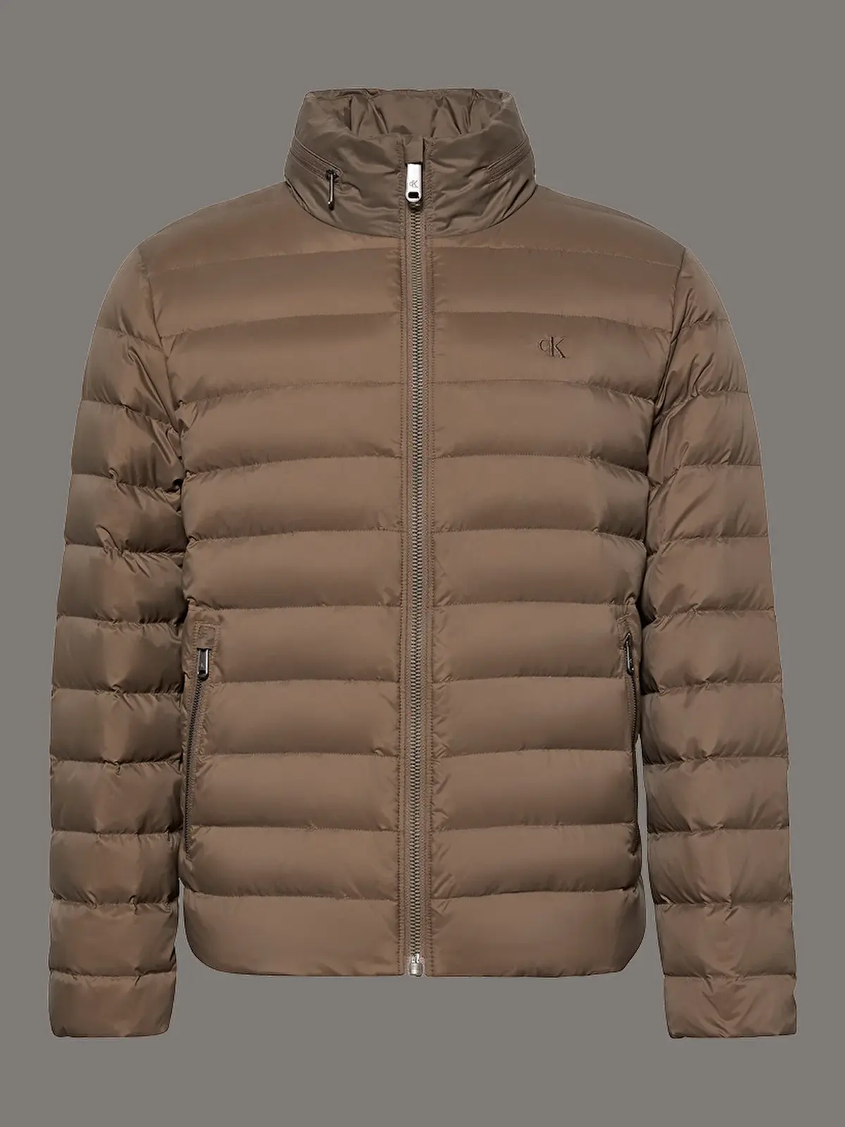 Calvin Klein LS NYLON LT WT HOODED FZ PUFFER Gri Erkek Mont Calvin Klein LS NYLON LT WT HOODED FZ PUFFER Gri Erkek Mont