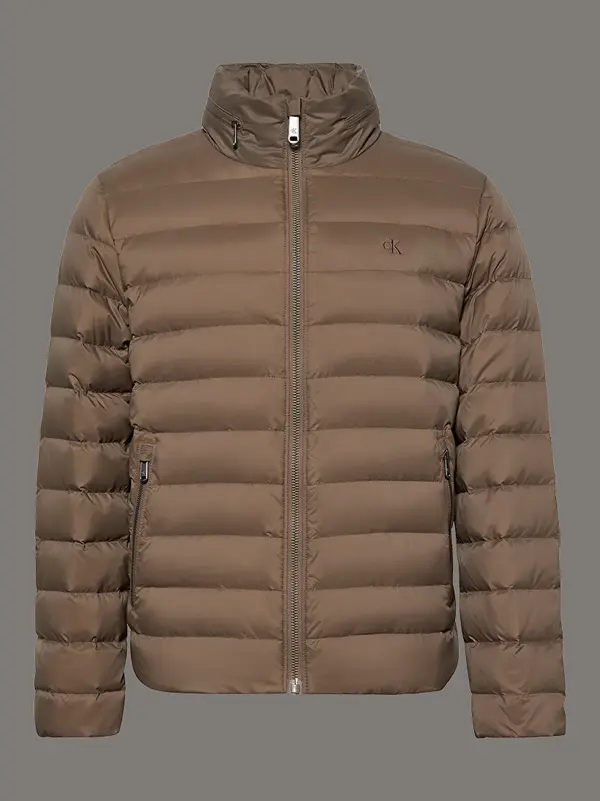 Calvin Klein LS NYLON LT WT HOODED FZ PUFFER Gri Erkek Mont
