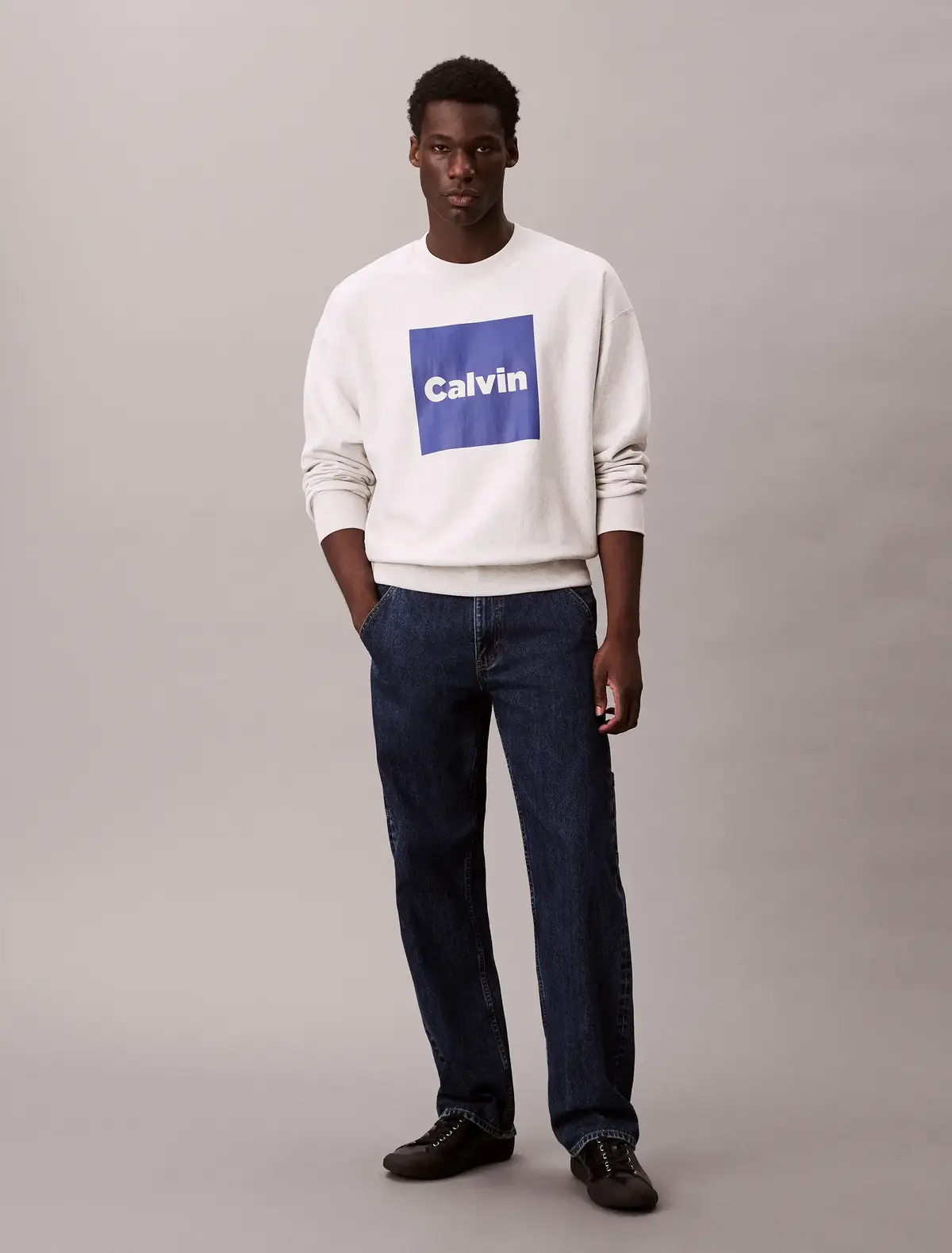 Calvin Klein LS PREMIUM FLEECE CA, V7L Beyaz Erkek Sweatshirt