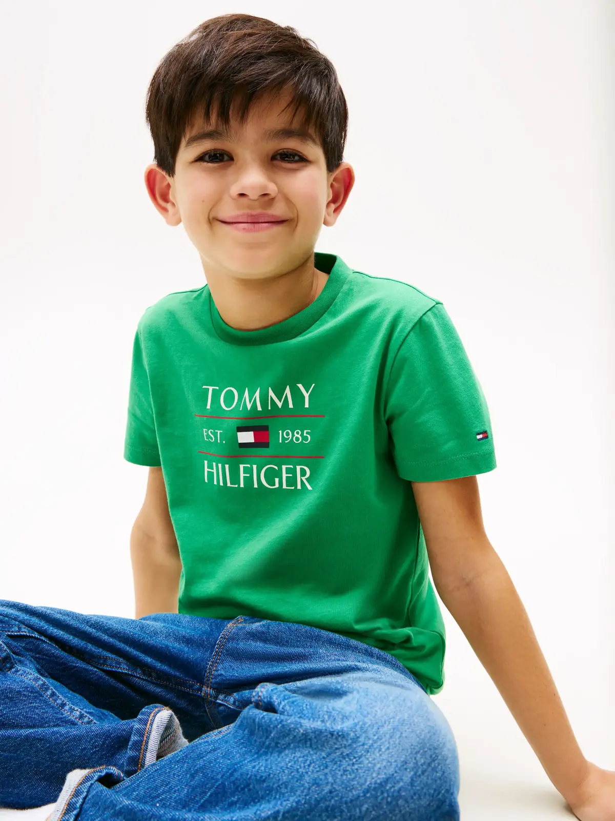 Tommy Hilfiger TOMMY FLAG HILFIGER, L13 Yeşil Erkek Çocuk T-Shirt & Polo