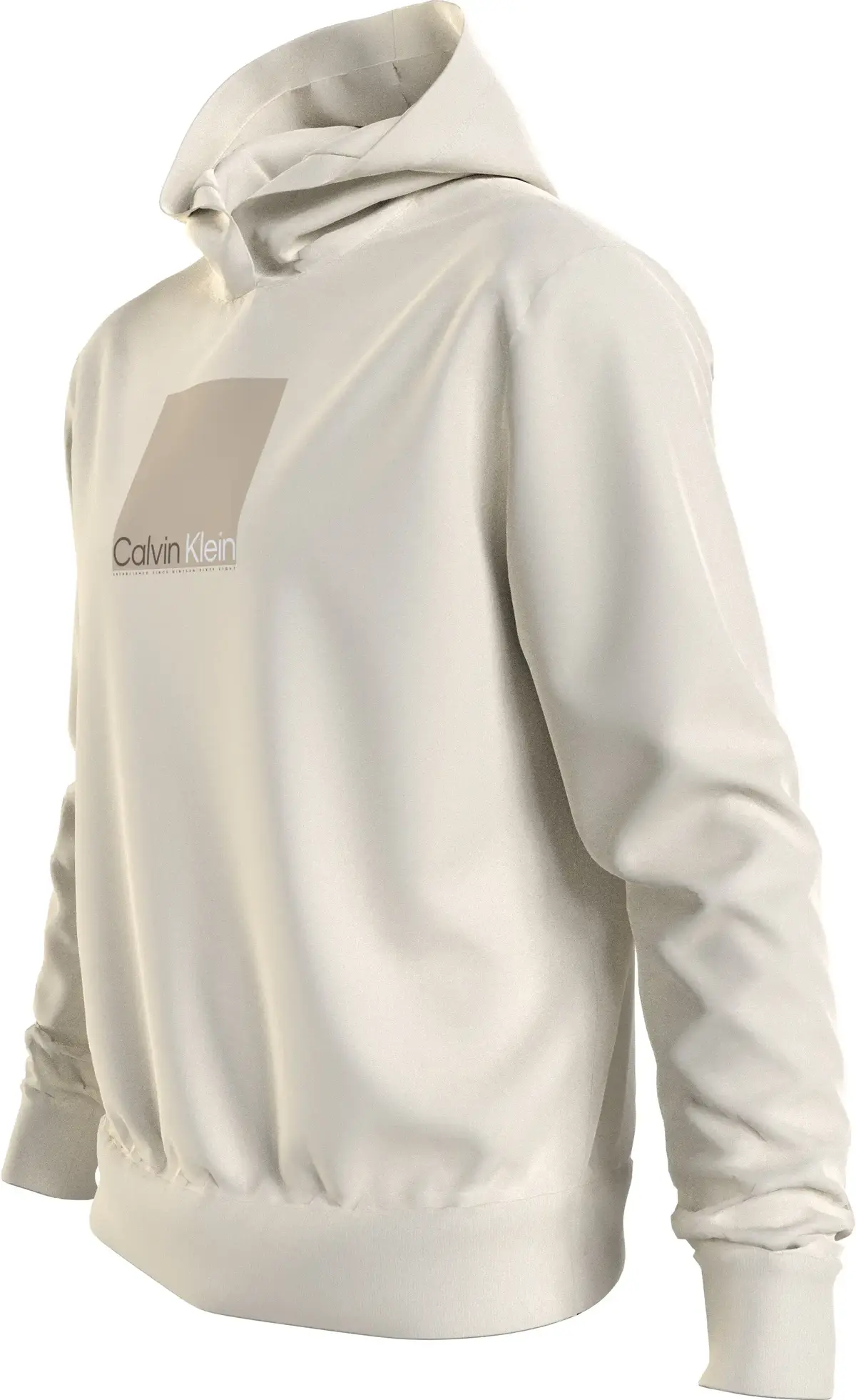 Calvin Klein SQUARE LOGO HOODIE Erkek Krem Hoodie