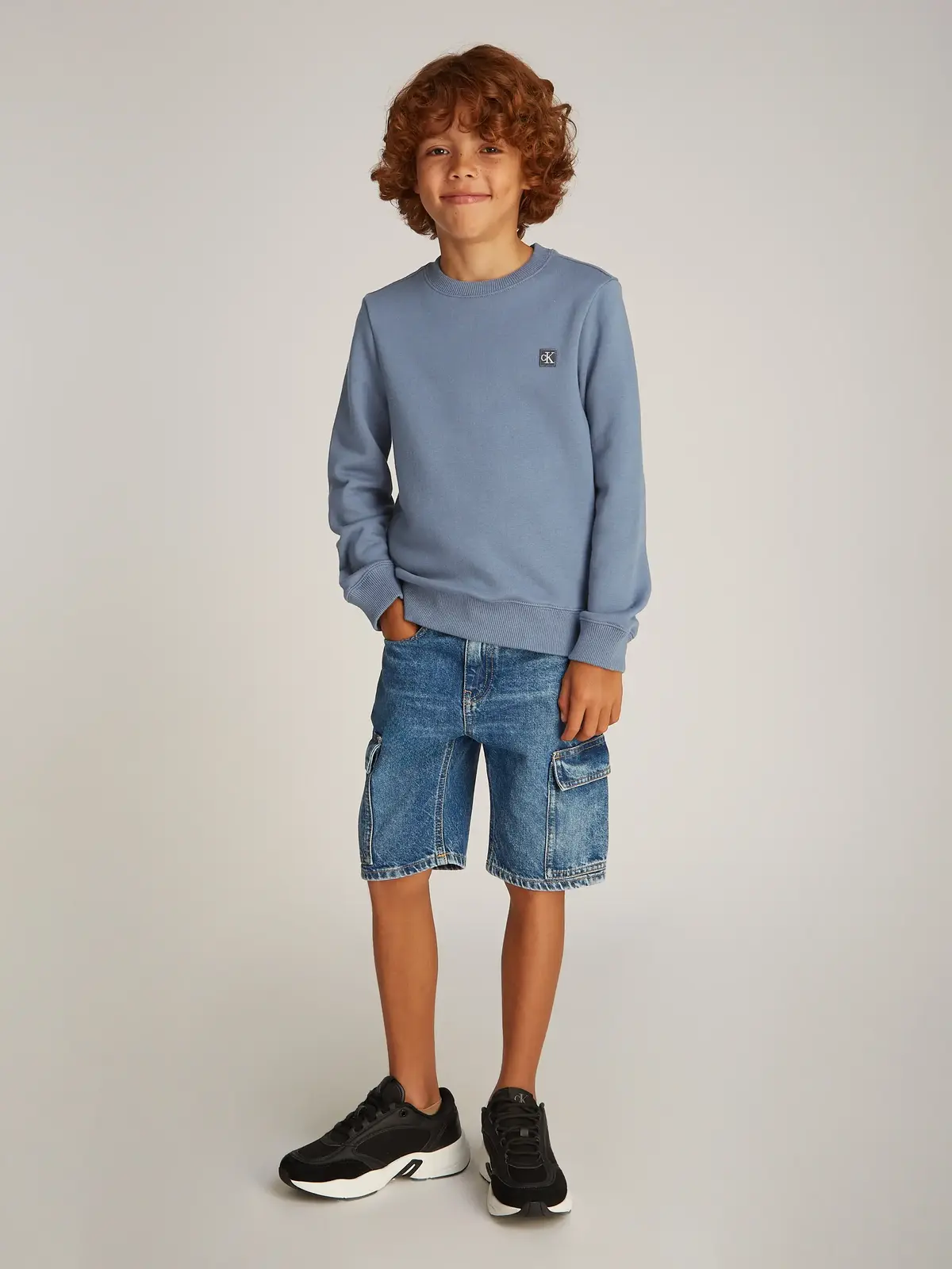 Calvin Klein MONO MINI BADGE REG Mavi Çocuk Sweatshirt