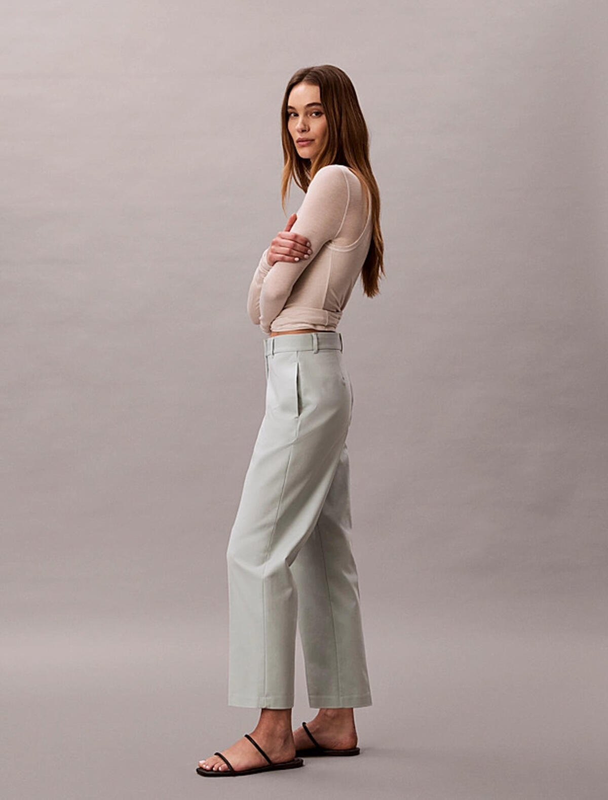 Calvin Klein STRAIGHT LEG STRETCH, 3Q0 Gri Kadın Pantalon