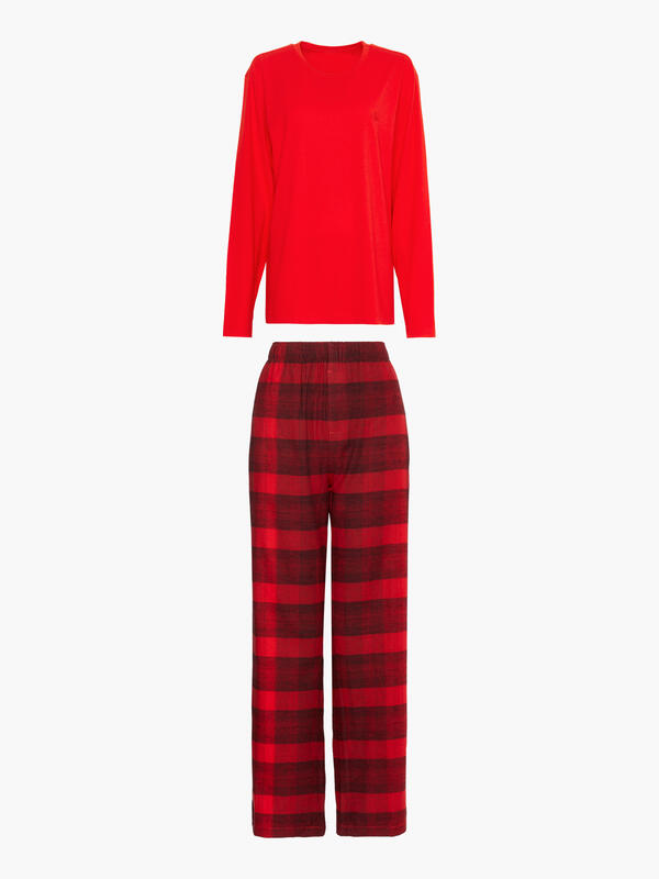 Calvin Klein L/S PANT SET Kadın Kırmızı Eşofman Takımı