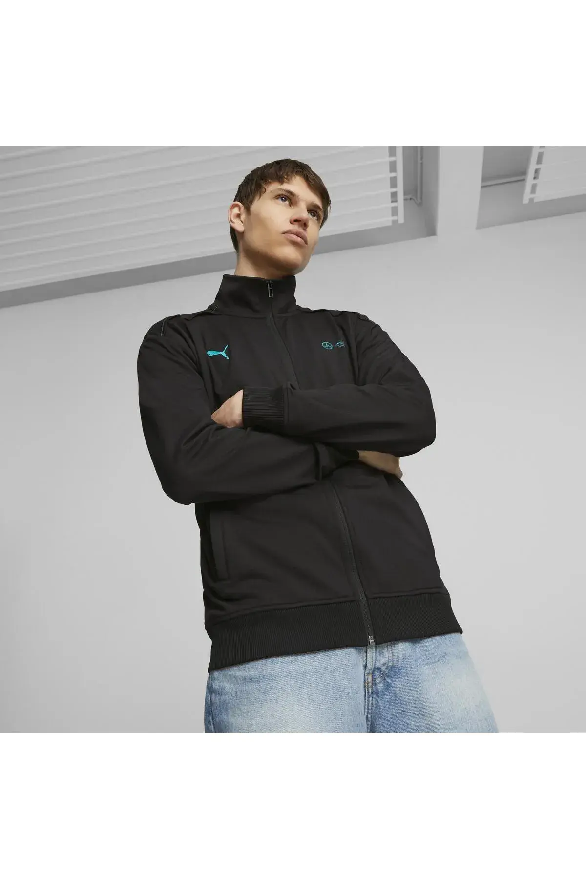 Puma MAPF1 Cloudspun Jacket, slim Siyah Erkek Fermuarlı Sweatshirt
