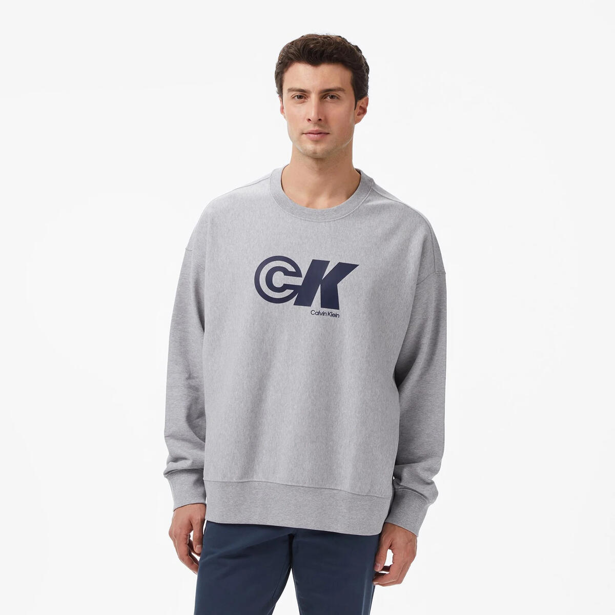 Calvin Klein PREMIUM TERRY CK SPORT GRAPHIC C Gri Erkek Sweatshirt