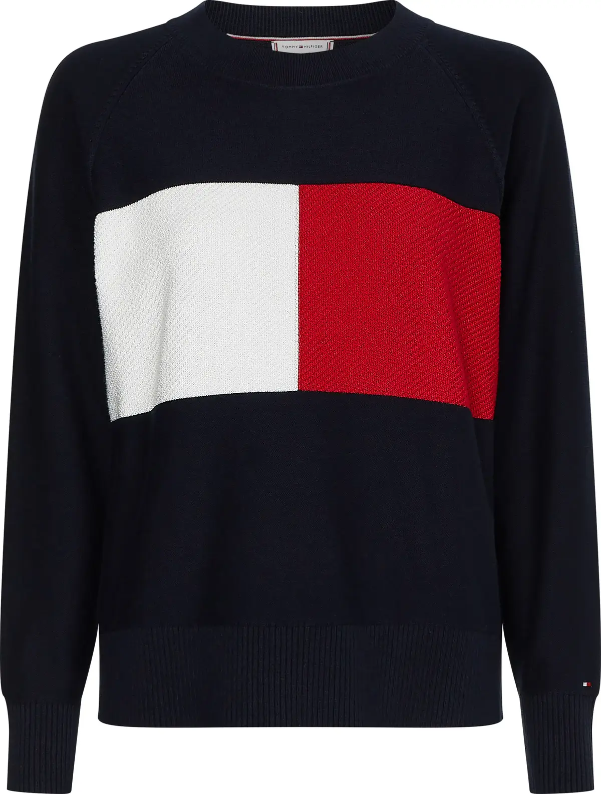 Tommy Hilfiger ORG CO REGULAR FLAG Kadın Siyah Kazak