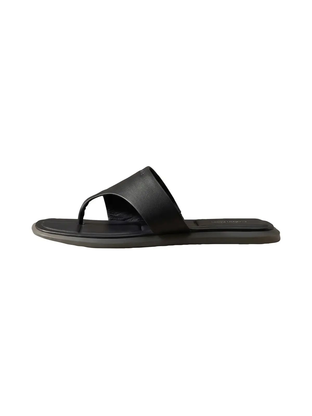 FLAT SANDAL THONG LT, Kadın Siyah Deri Kare Burunlu Parmak Arası Sandalet