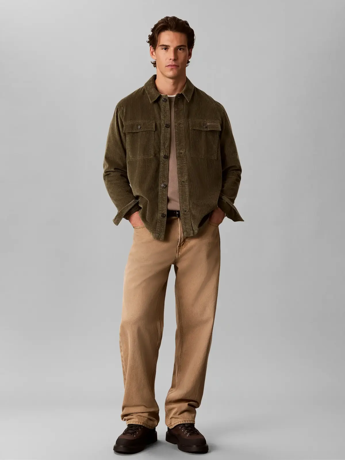 Calvin Klein LS CORDUROY EASY OVE, LI1 Yeşil Erkek Ceket