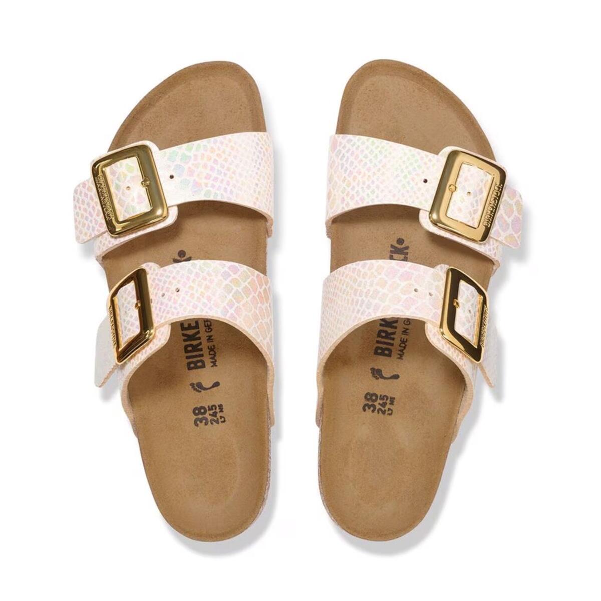 Birkenstock SYDNEY CUSHION BUCKLE BF SHINY SNAKE Pembe Kadın Çift Bantlı Terlik