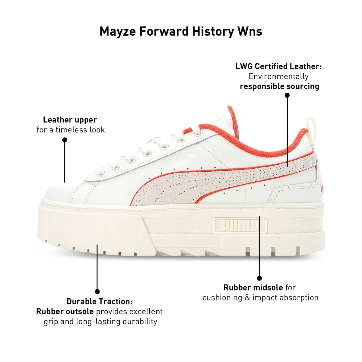 Puma Mayze Forward History Wns Beyaz Kadın Günlük Spor Ayakkabı