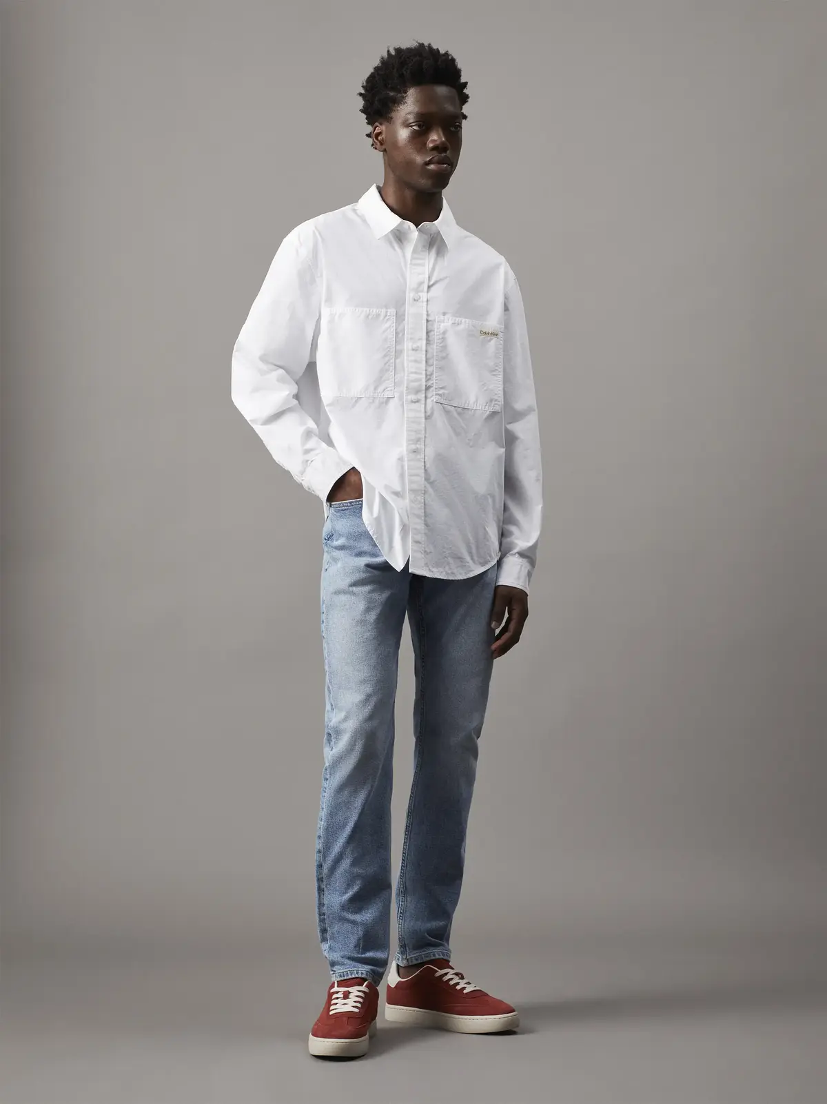 Calvin Klein SLIM TAPER Erkek Mavi Kot Pantolon