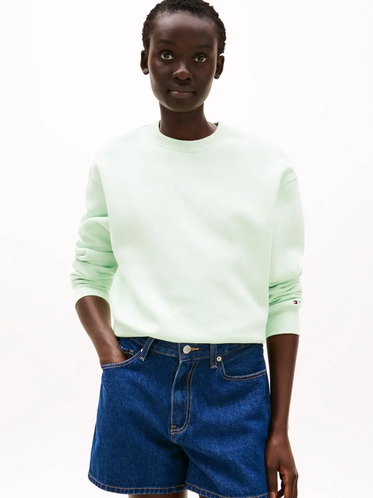 Tommy Hilfiger MDRN REG CORP LOGO C Kadın Yeşil Sweatshirt