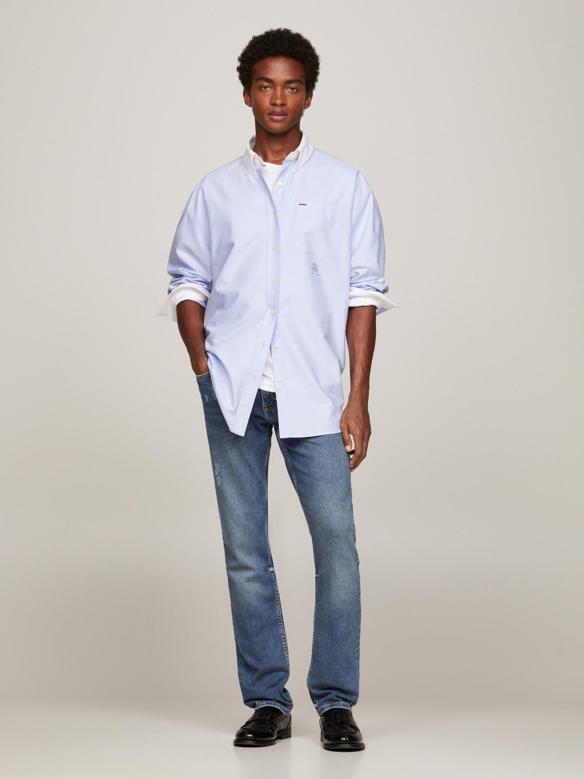 Tommy Hilfiger STRAIGHT DENTON PSTR Erkek Mavi Kot Pantolon