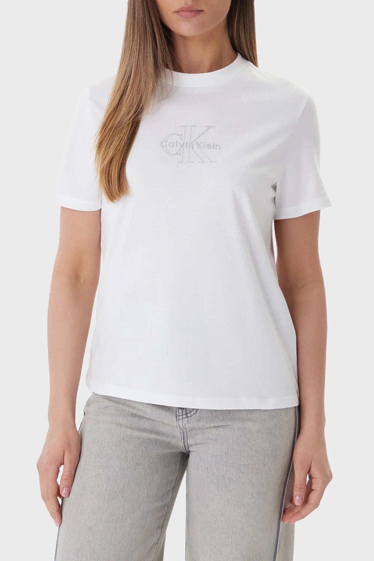 Calvin Klein SS CLASIC MONOLOGO T, YAF Beyaz Kadın T-Shirt