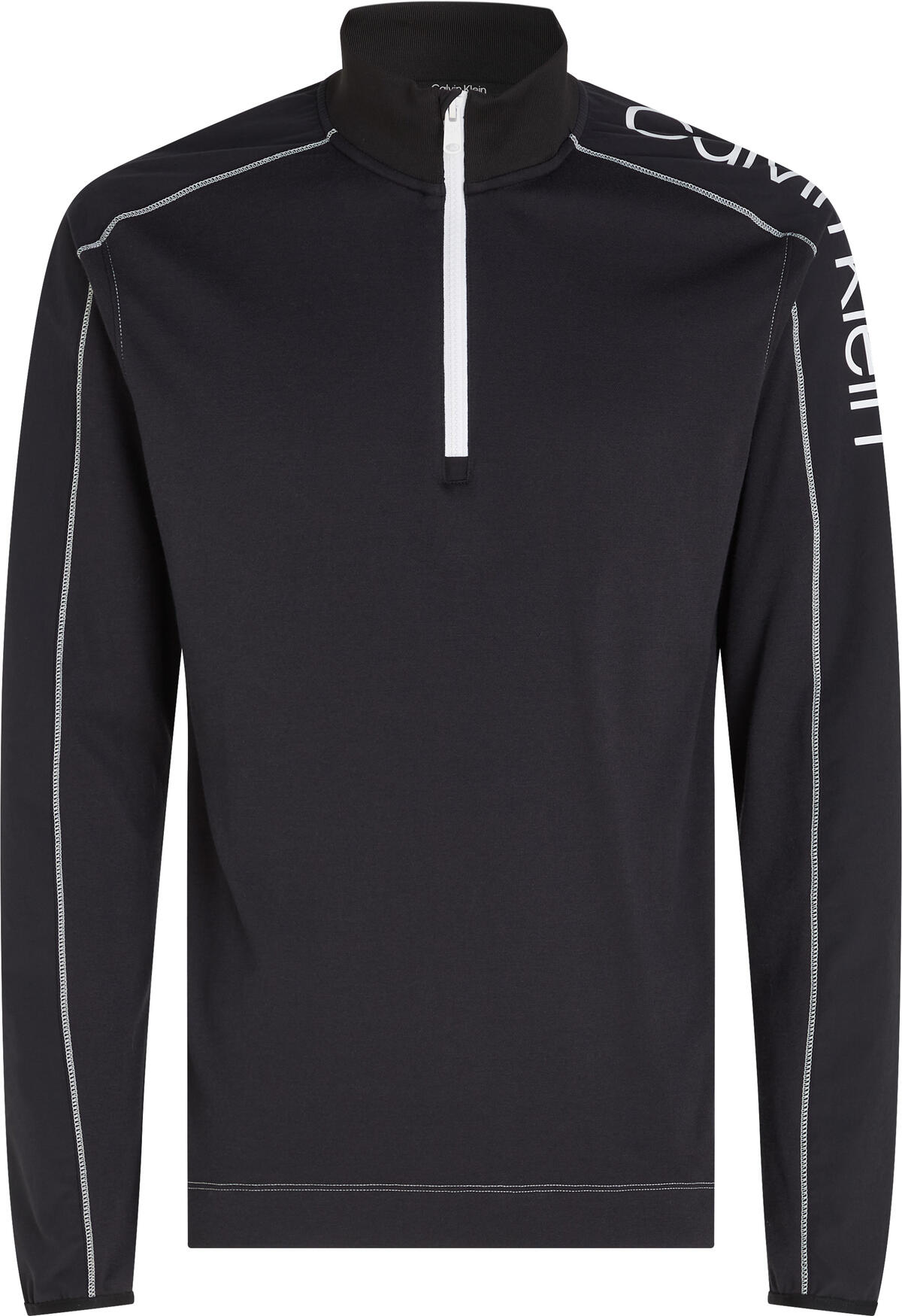 Calvin Klein PW - 1/4 ZIP LS TOP Erkek Siyah T-Shirt