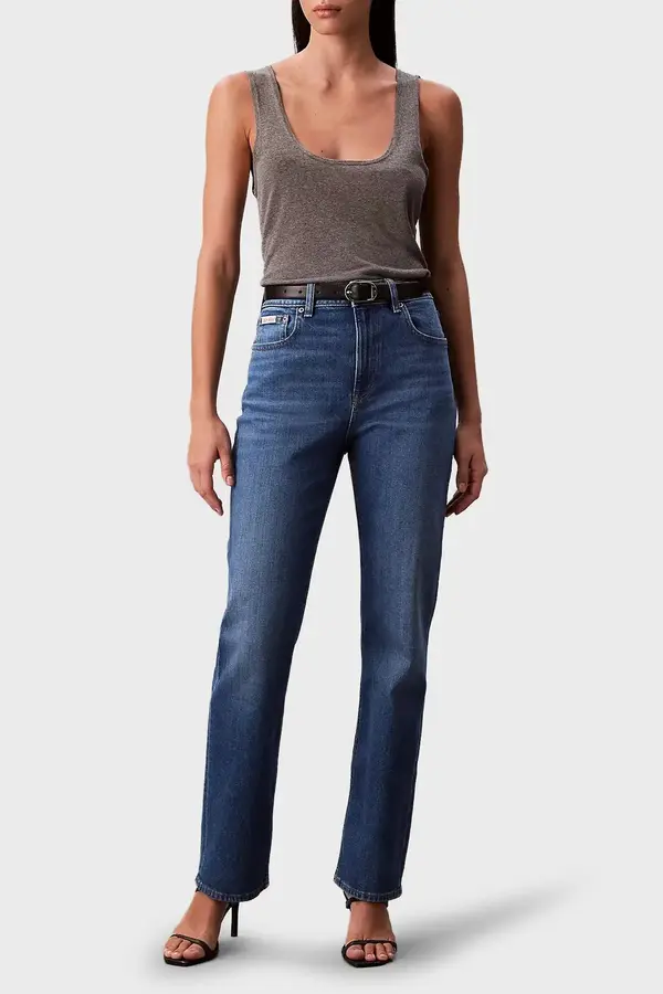 Calvin Klein HIGH RISE STRAIGHT INDIGO CHANNE Mavi Kadın Kot Pantolon