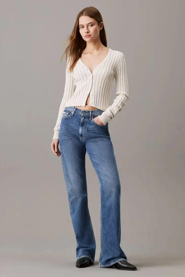 Calvin Klein PLATED SWEATER CARDI, YBI Beyaz Kadın Hırka
