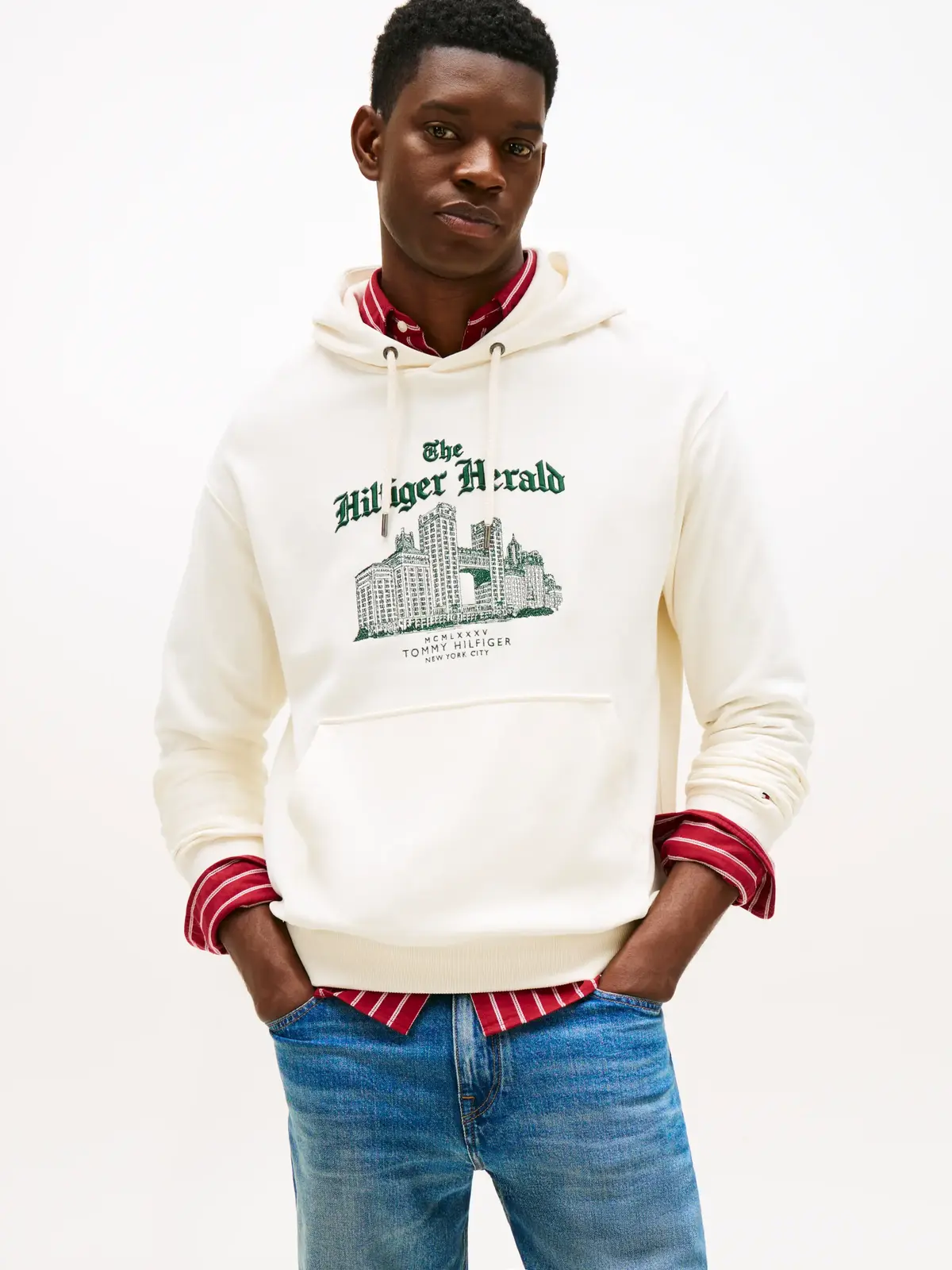 Tommy Hilfiger HERALD SKYLINE HOODY, Z00 Krem Erkek Hoodie