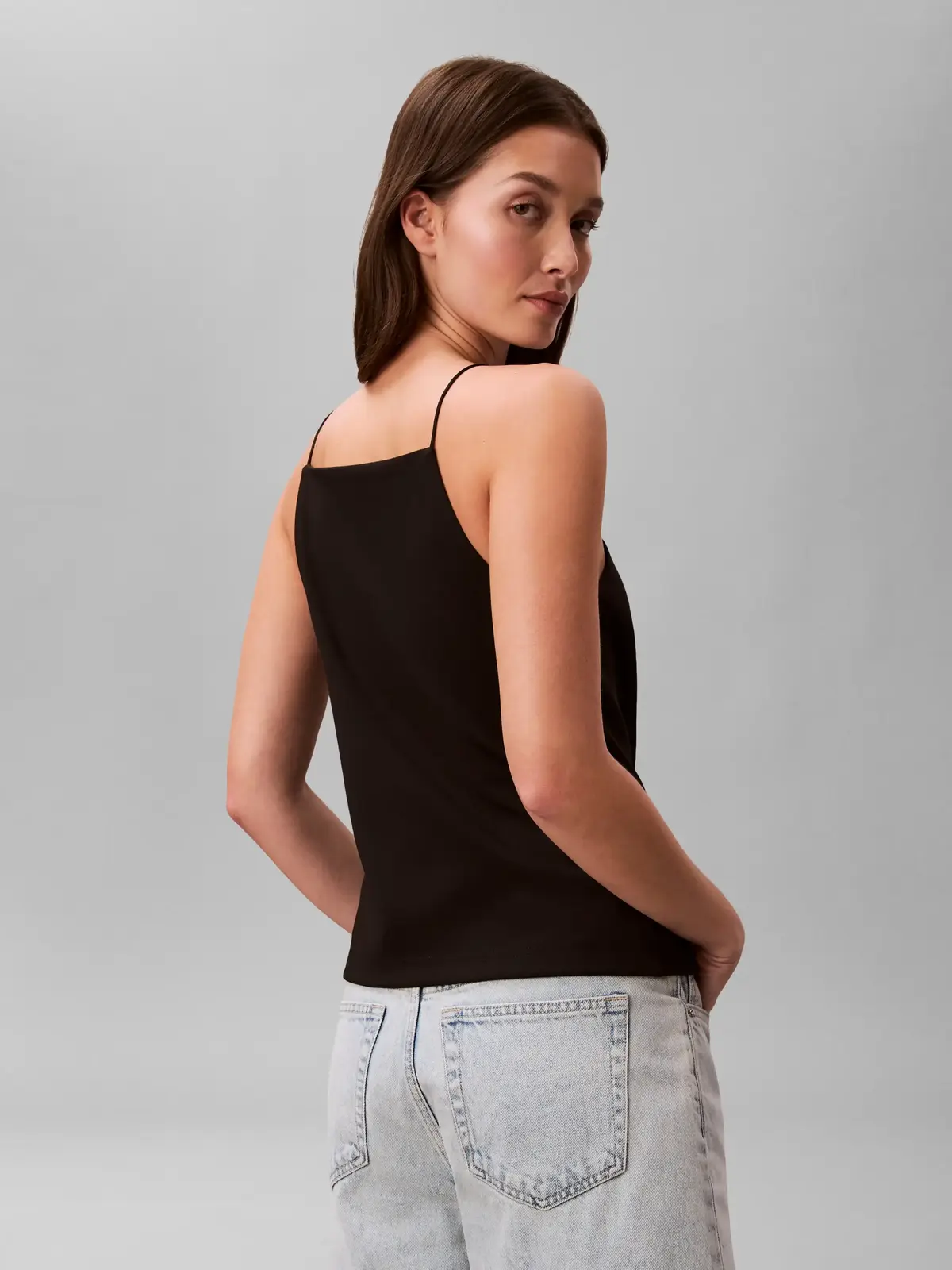 Calvin Klein SL PONTE MONOGRAM CA Siyah Kadın Bluz